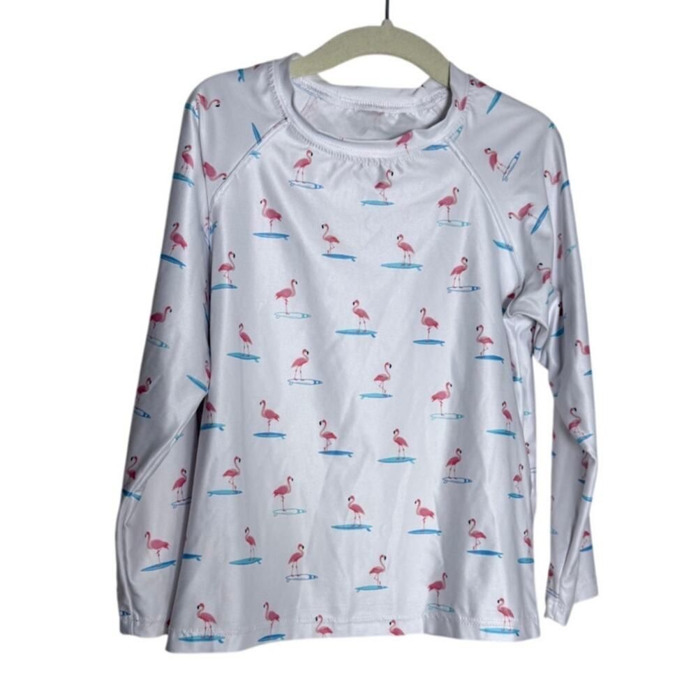 Kenny Flowers Flamingo Rash Gaurd Kids Sz. 9/10